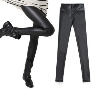 2012 spring and autumn fashion high waist matte faux leather ankle length trousers legging tight pencil leather pants female