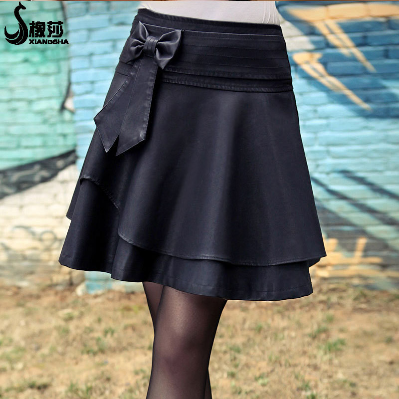 2012 spring and autumn fashion PU skirt double expansion bottom bust skirt women's leather skirt autumn and winter slim short