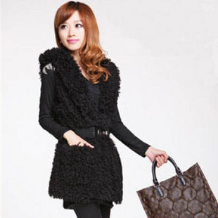 2012 spring and autumn faux fur with a hood medium-long vest top plus size faux female vest