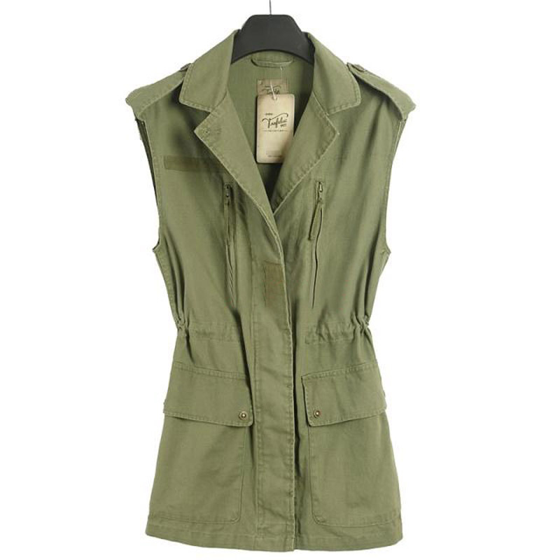 2012 spring and autumn female fashion Army Green medium-long military handsome vest vest top outerwear