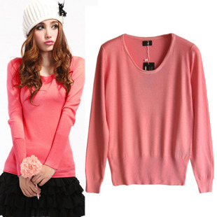 2012 spring and autumn female sweater basic shirt low collar long-sleeve V-neck pullover sweater shirt A