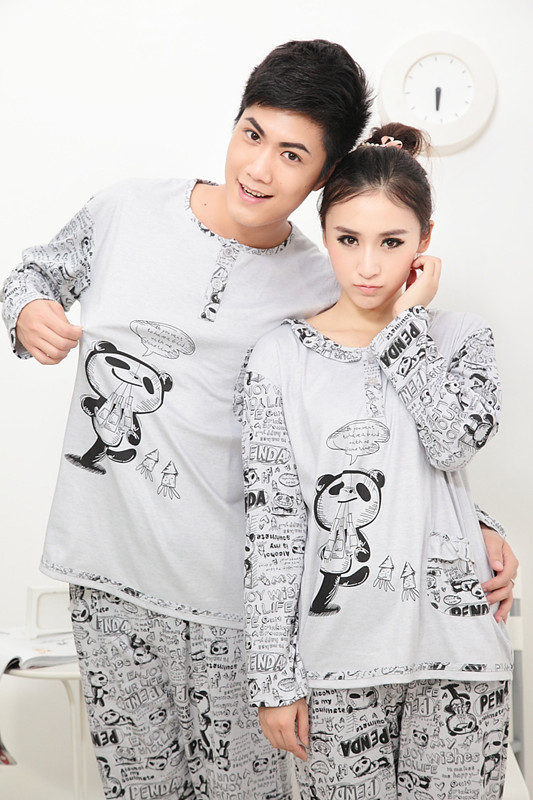 2012 spring and autumn long-sleeve set cartoon fashionable casual lovers sleepwear lounge sleepwear female