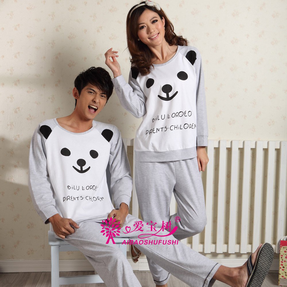 2012 spring and autumn lovers sleepwear cartoon casual lounge 100% cotton long-sleeve set