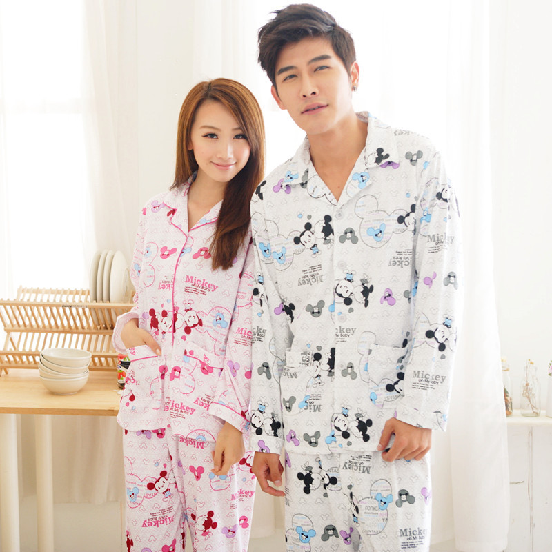 2012 spring and autumn lovers sleepwear cartoon sleepwear lovers cotton lovers long-sleeve set casual lounge