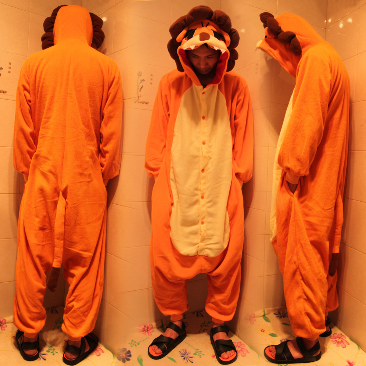 2012 spring and autumn male lion cartoon animal one piece sleepwear lounge