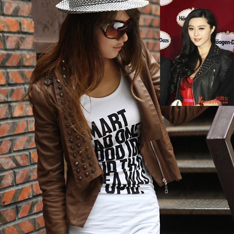 2012 spring and autumn motorcycle jacket short design slim handsome small leather clothing female outerwear