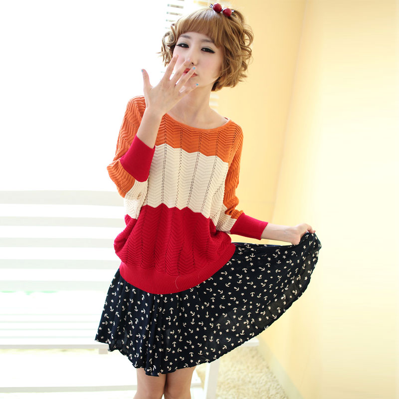 2012 spring and autumn new arrival mesh cutout sweater female sweater outerwear pullover