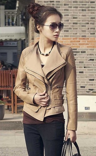 2012 spring and Autumn New Fashion Soft PU Leather Slim Mini Biker Jacket Coat  S M L  XL