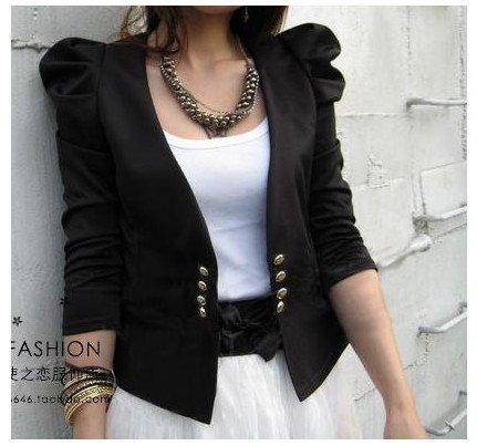 2012 spring and autumn puff sleeve all-match long-sleeve outerwear slim shorts blazer women's short jacket