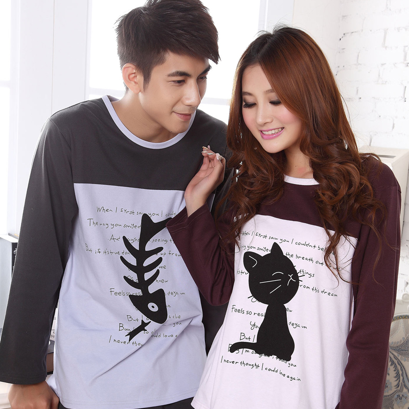 2012 spring and autumn quality 100% cotton sleepwear casual sports long-sleeve set lovers lounge