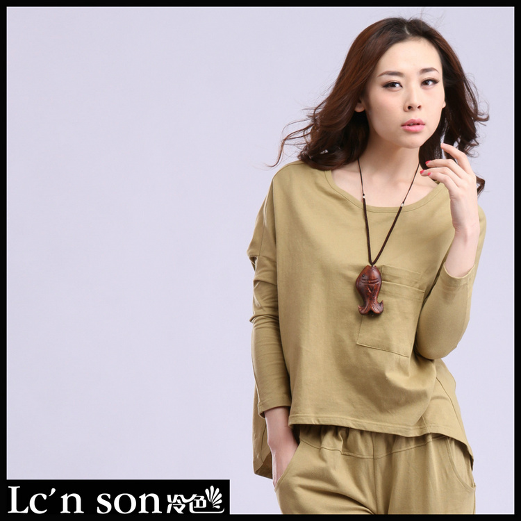 2012 spring and autumn shirt female loose long-sleeve sweater batwing shirt trousers cz1201