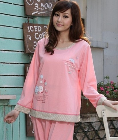 2012 spring and autumn sleepwear cartoon women's 100% cotton long-sleeve lounge twinset