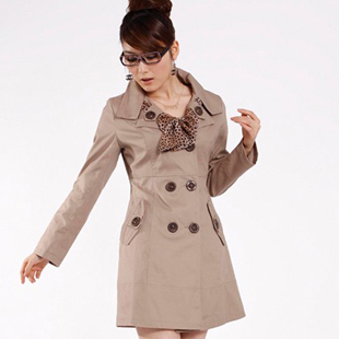 2012 spring and autumn slim medium-long long-sleeve double breasted outerwear trench female