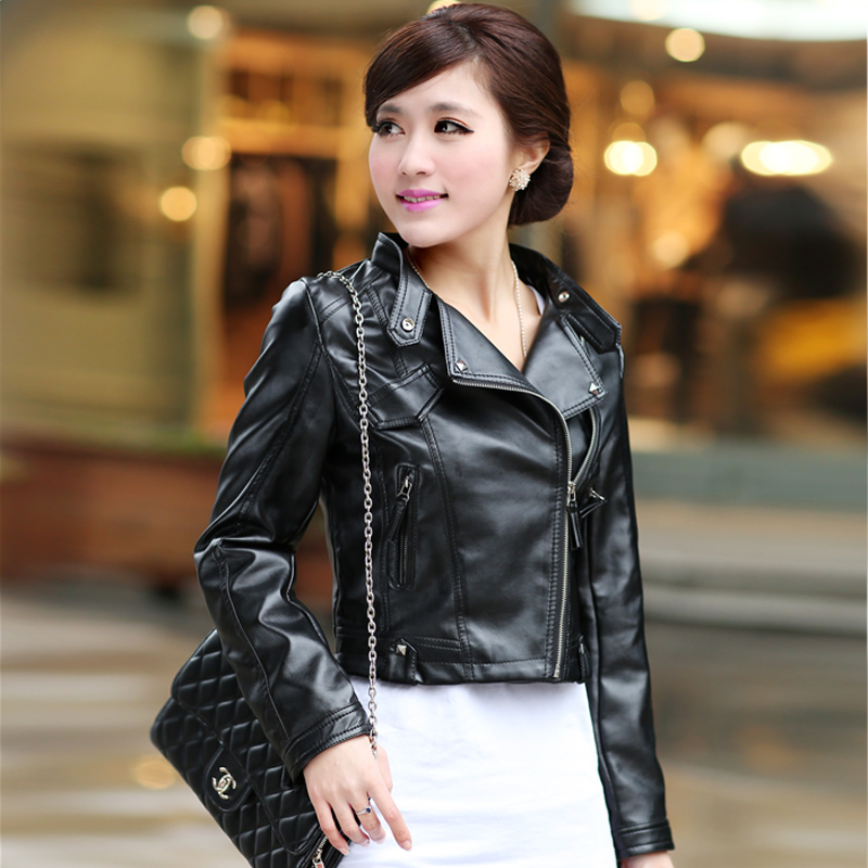 2012 spring and autumn women outerwear PU clothing short design women's small leather motorcycle clothing small jacket outerwear