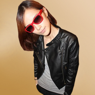 2012 spring and autumn women's fashion cool motorcycle leather clothing leather jacket outerwear short design small leather