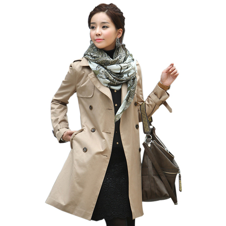 2012 spring and autumn women's plus size long design trench outerwear turn-down collar double breasted slim women's trench