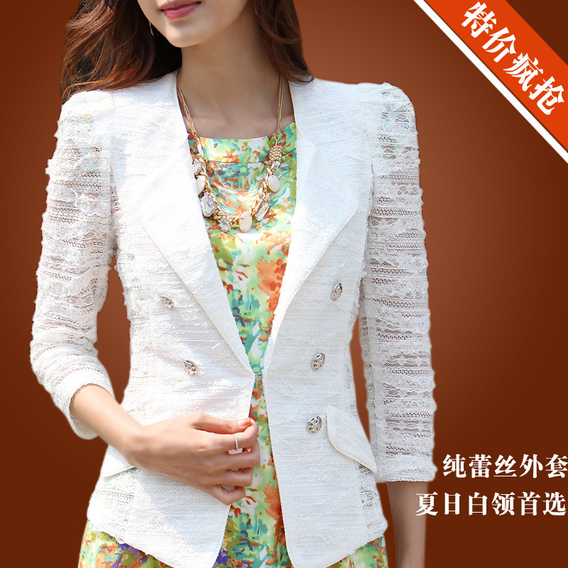 2012 spring and autumn women's slim blazer short coat jacket lace cardigan