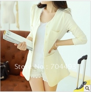 2012 spring and autumn women's slim casual medium-long blazer suit outerwear-free shipping