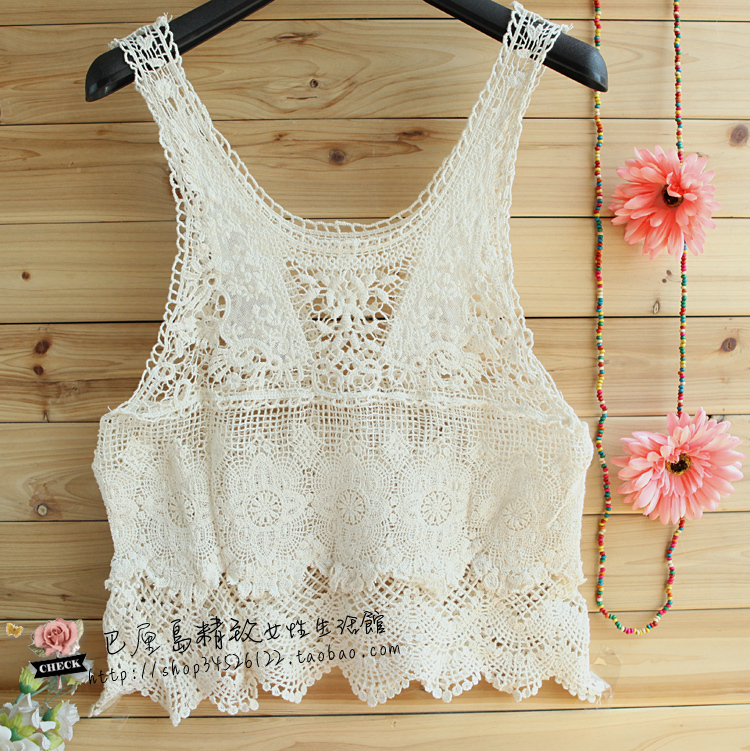 2012 spring and summer all-match lace shirt crochet cutout pullover sweater cape vest