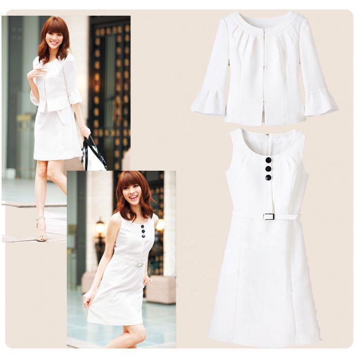 2012 spring and summer dress set one-piece dress . professional women's the commuters white collar set qt-99