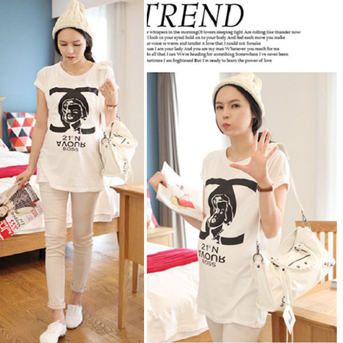 2012 spring and summer maternity clothing maternity cc short-sleeve t-shirt summer plus size top