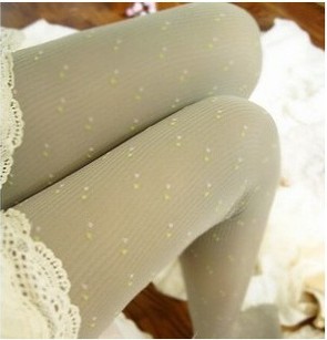 2012 spring and summer new arrival vertical stripes princess polka dot jacquard pantyhose thin