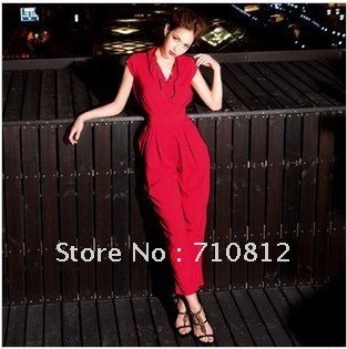 2012 spring and summer new European style cool crossover V-neck waist double pocket piece pants