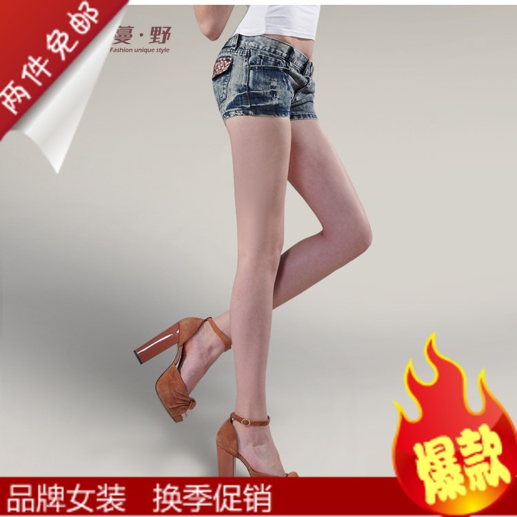 2012 spring and summer shorts female shorts slim denim shorts summer hole free shipping