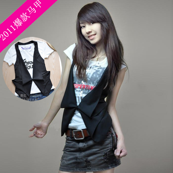 2012 spring and summer slim black women's suit vest casual women's vest small vest