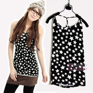 2012 spring and summer sweet mm five-pointed star y spaghetti strap vest