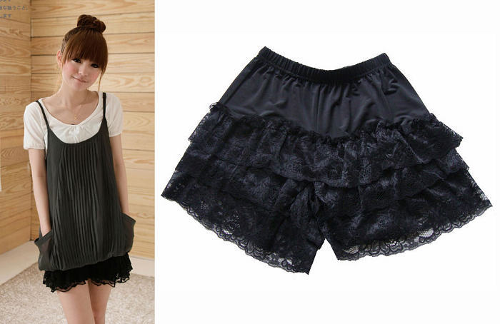 2012 spring and summer vivi lace decoration shorts safety pants shorts Small