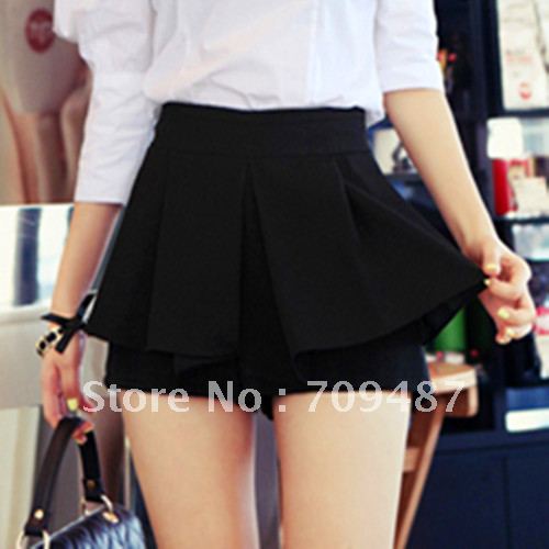 2012 spring and summer women's solid color ruffle fashion shorts culottes 344