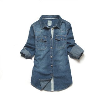 2012 spring   autumn women's new arrival slim long-sleeve water wash jeans distrressed shirt denim  plus size PL12072006