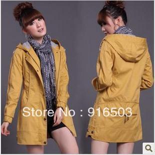 2012 spring casual plus size clothing slim outerwear female hooded trench