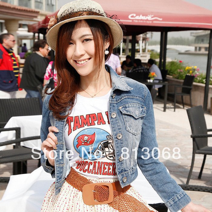 2012 spring Casual women's denim short jacket dress  C13263JU   length short design Turn-down collar Slim coat