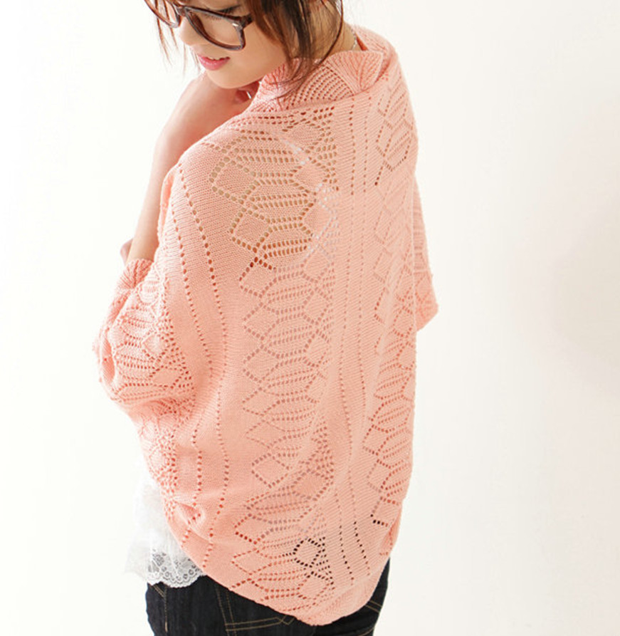 2012 spring cutout batwing sleeve thin female sweater waistcoat cardigan cutout sunscreen air conditioning shirt