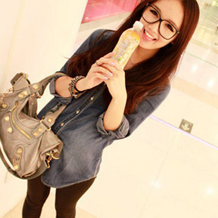 2012 spring fashion classic female slim denim shirt long-sleeve 7 denim shirt