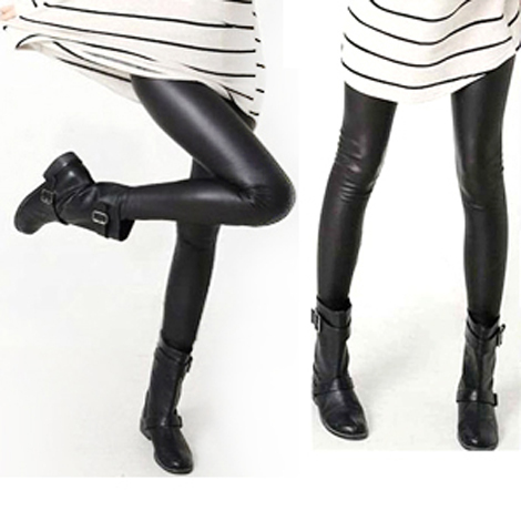 2012 spring fashion matt faux leather legging single tier velvet thickening tight-fitting lengthen type