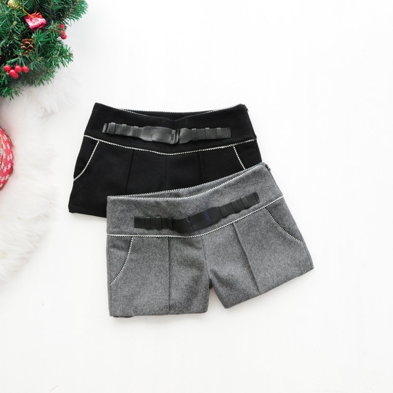 2012 spring fashion strap decoration low-waist slim women's woolen shorts free shiping