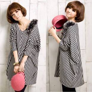 2012 spring fashion stripe feather long-sleeve maternity t-shirt maternity top