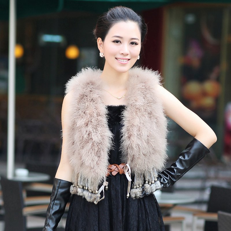 2012 spring fur vest ostrich sweater vest female short design vest women outerwear