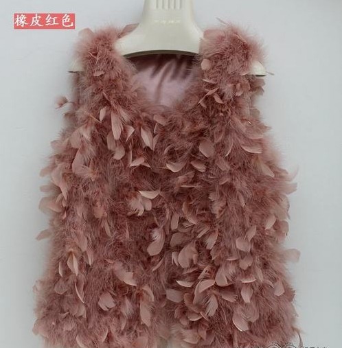 2012 spring fur vest turkey wool vest ostrich feather petals fur vest