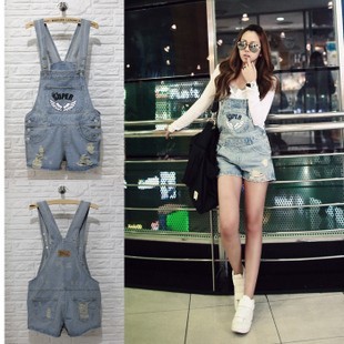 2012 spring handsome cool excellent denim shorts bib pants y9279