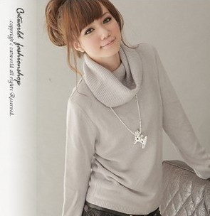 2012 spring heap turtleneck large lapel women's knitted basic shirt sweater female