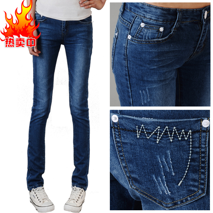 2012 spring jeans female mid waist pencil jeans plus size jeans trousers