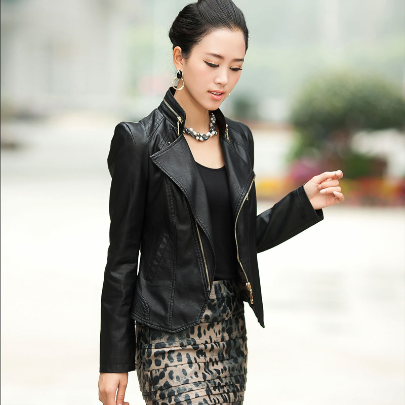 2012 spring leather clothing outerwear small PU clothing female short design slim women's clothes motorcycle jacket