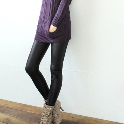 2012 spring legging fashion high waist slim hip leather ankle length trousers slim pencil pants female trousers