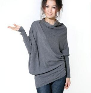 2012 spring long-sleeve batwing shirt plus size turtleneck sweater slim sweater female