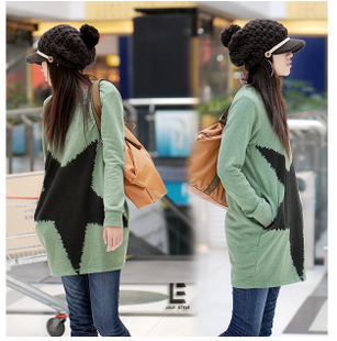 2012 spring maternity clothing large five-pointed star pattern maternity top long design maternity long-sleeve T-shirt