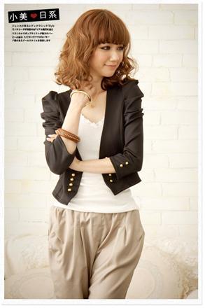 2012 spring new arrival women's 8035 puff sleeve fashion coat , Free Shipping